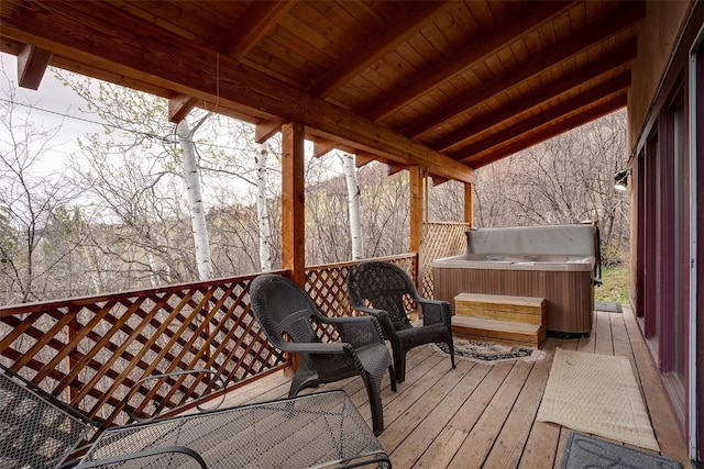2180 Val Disere Cir, Steamboat Springs, CO 80487 - deck featuring a hot tub and a grill