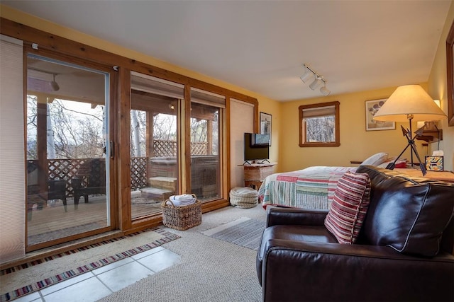 2180 Val Disere Cir, Steamboat Springs, CO 80487 - carpeted bedroom featuring rail lighting