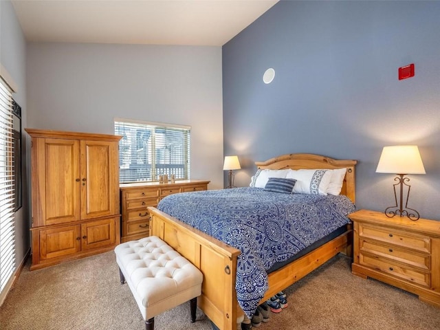 233 Creekside Dr Unit 104, Frisco, CO 80443 - bedroom with light carpet and high vaulted ceiling