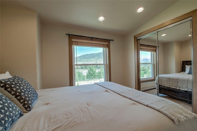 74 Stag Trl Unit 74, Dillon, CO 80435 - bedroom with baseboard heating, recessed lighting, and a closet