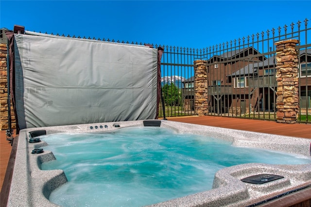 74 Stag Trl Unit 74, Dillon, CO 80435 - view of pool with a covered hot tub and a deck