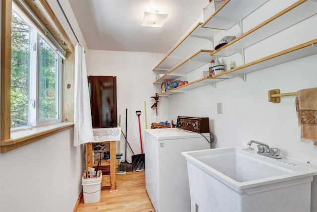 103 Foxtail Ct, Fairplay, CO 80440 - laundry area with washer / dryer and light wood-style floors