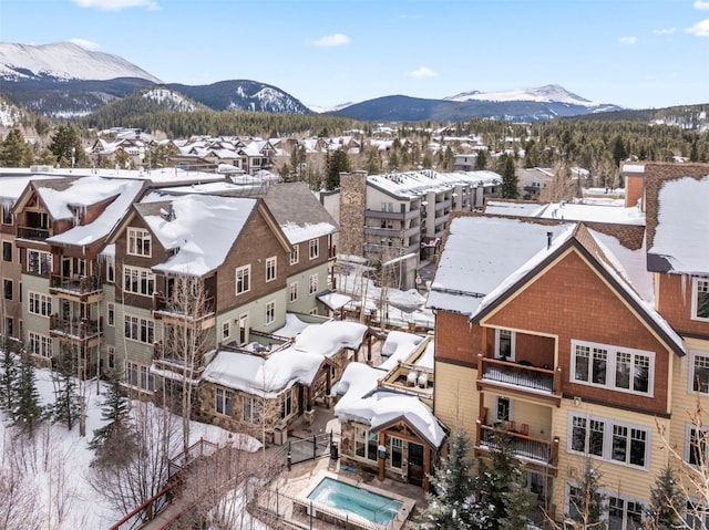 600 Columbine Rd Unit 5306, Breckenridge, CO 80424 - snowy aerial view with a mountain view and a residential view