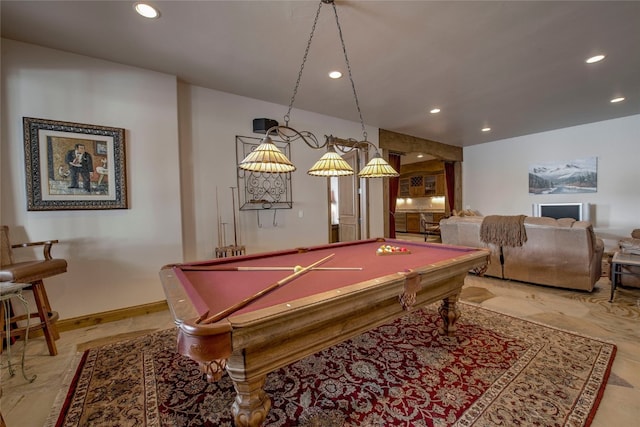 68 Snowy Ridge Rd, Breckenridge, CO 80424 - rec room with recessed lighting, pool table, and baseboards