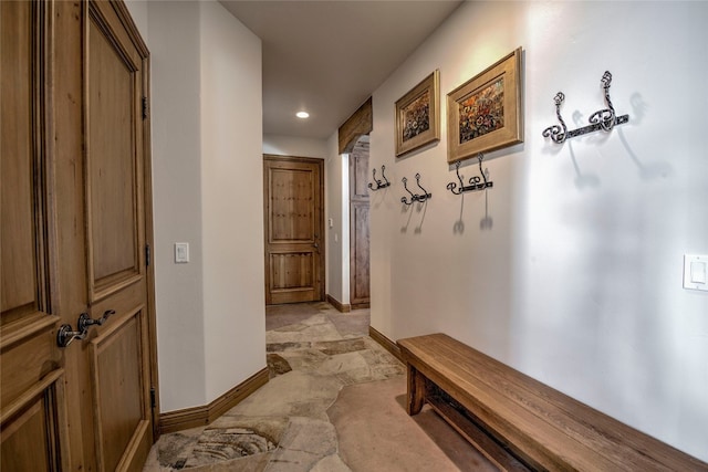 68 Snowy Ridge Rd, Breckenridge, CO 80424 - mudroom with recessed lighting, stone finish floor, and baseboards