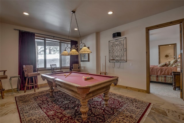68 Snowy Ridge Rd, Breckenridge, CO 80424 - rec room with baseboards, billiards, and recessed lighting