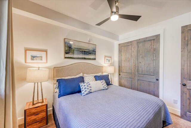 102 Lake Ridge Cir Unit 1888, Keystone, CO 80435 - carpeted bedroom with a closet and ceiling fan