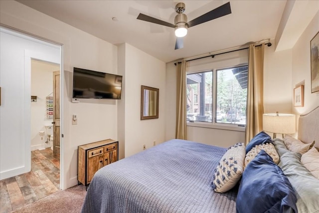102 Lake Ridge Cir Unit 1888, Keystone, CO 80435 - bedroom featuring a ceiling fan and light wood finished floors