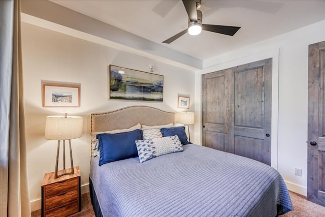 102 Lake Ridge Cir Unit 1888, Keystone, CO 80435 - bedroom featuring carpet flooring, ceiling fan, and a closet