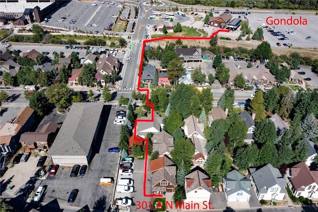 302 N Main St, Breckenridge, CO 80424 - aerial perspective of suburban area with property boundaries highlighted