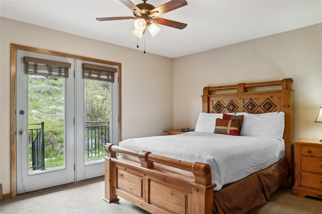 23177 Barbour Dr Unit 14, Keystone, CO 80435 - bedroom with light colored carpet, access to exterior, multiple windows, and ceiling fan