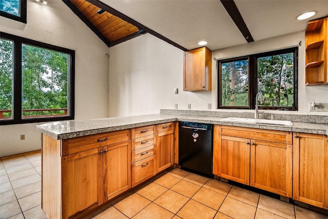 243 Lone Hand Way, Breckenridge, CO 80424 - kitchen featuring dishwasher, tile counters, a peninsula, healthy amount of natural light, and recessed lighting