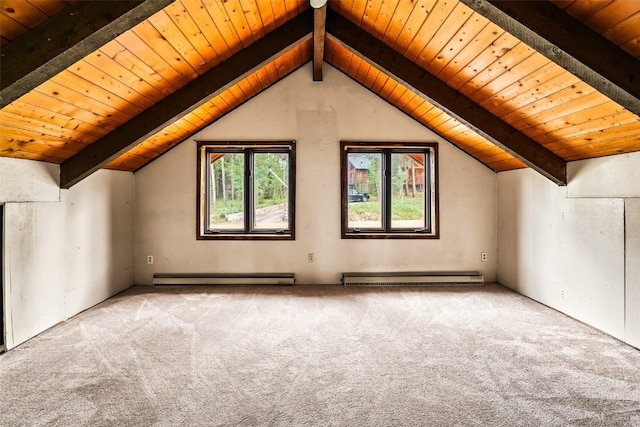 243 Lone Hand Way, Breckenridge, CO 80424 - additional living space featuring a baseboard heating unit, wood ceiling, and carpet flooring