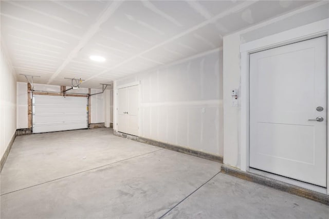 garage with baseboards
