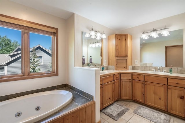 12 Raindance Trl, Dillon, CO 80435 - bathroom featuring double vanity, a tub with jets, and tile patterned flooring