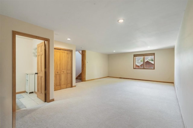 12 Raindance Trl, Dillon, CO 80435 - basement featuring light carpet, stairway, and recessed lighting