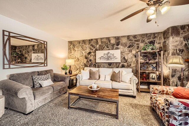 120 E Ln Bonte St Unit 109, Dillon, CO 80435 - living area featuring ceiling fan and carpet
