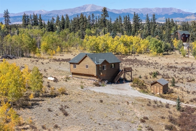 drone / aerial view with a mountain view