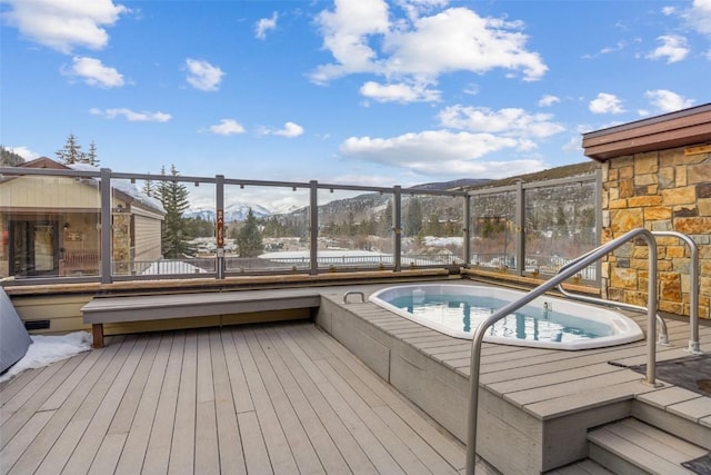 view of swimming pool featuring a mountain view