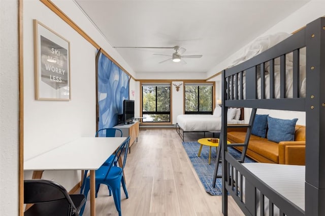 bedroom with light wood-type flooring