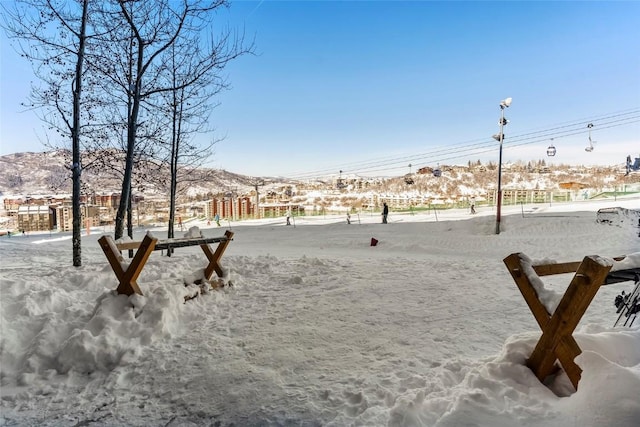 view of yard featuring a mountain view