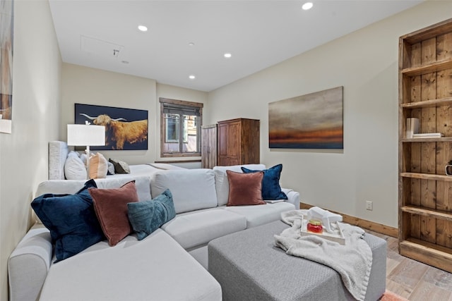 living room with light wood-type flooring