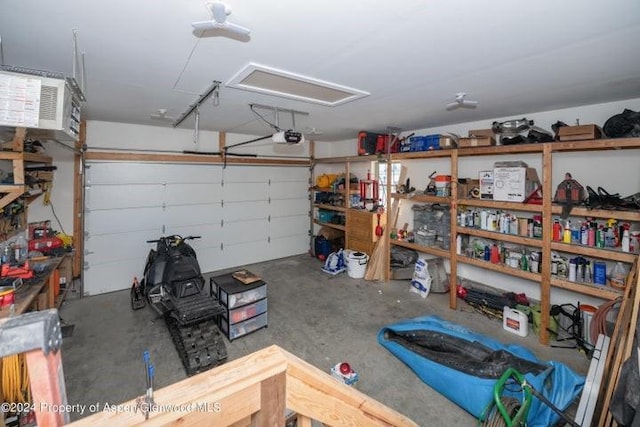 garage with a garage door opener