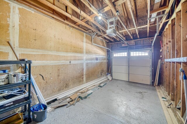 garage with a garage door opener