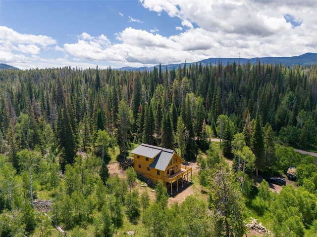 bird's eye view with a mountain view