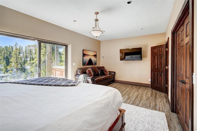 bedroom featuring light hardwood / wood-style floors