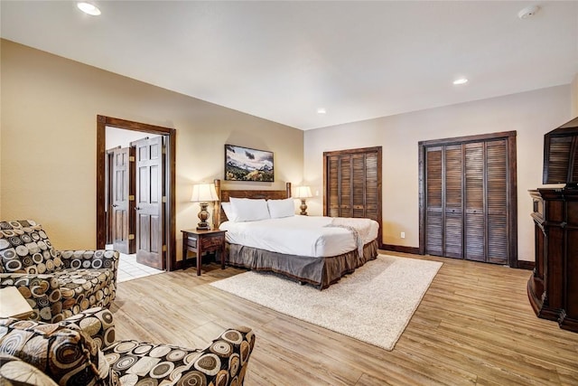 bedroom featuring light wood-type flooring