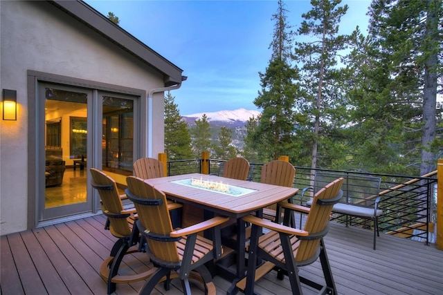 deck with a mountain view