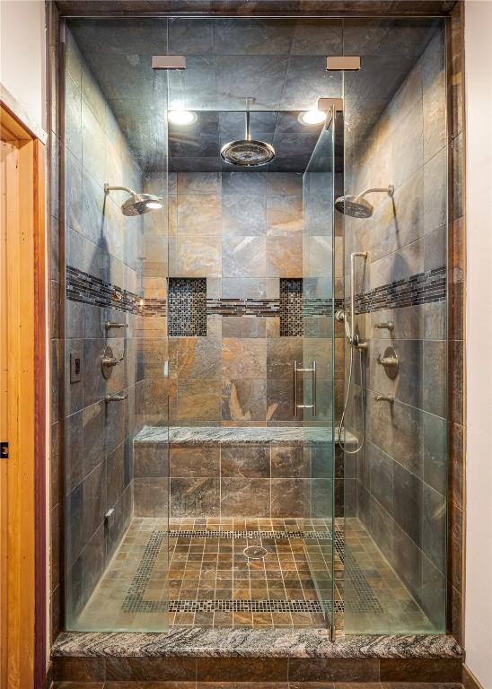 bathroom featuring walk in shower