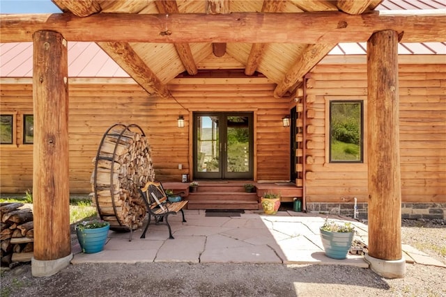 entrance to property featuring french doors