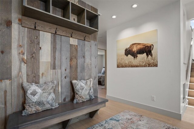 mudroom featuring light hardwood / wood-style flooring