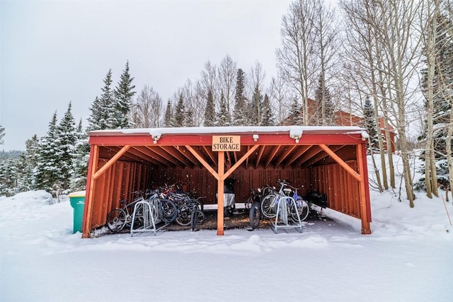 view of snow covered structure