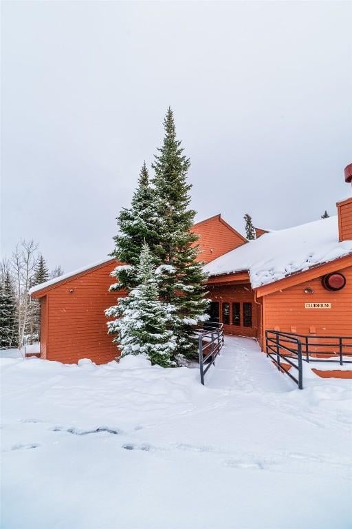 view of snow covered exterior