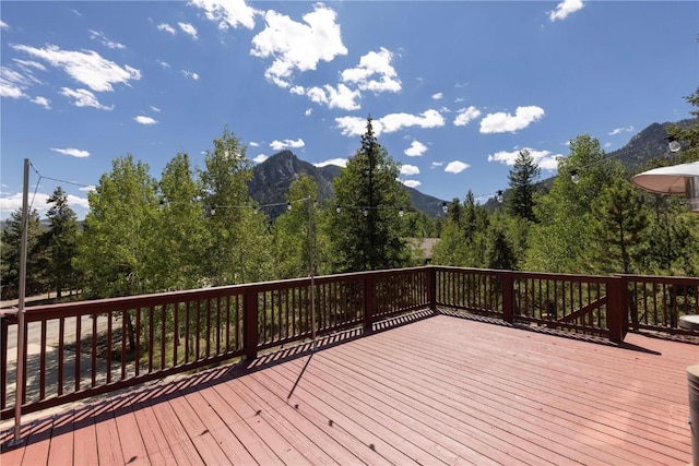 deck with a mountain view