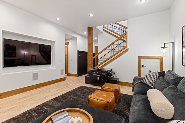 living room with wood-type flooring