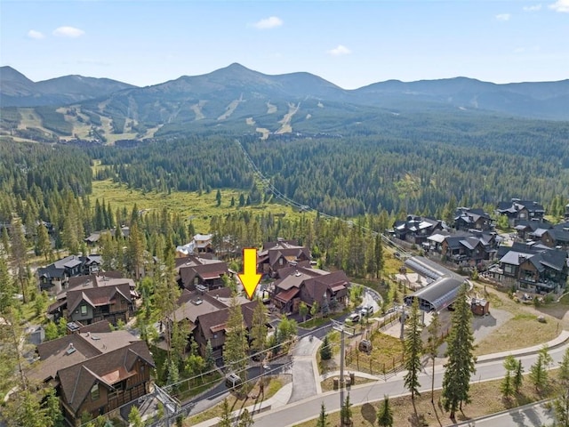 bird's eye view with a mountain view