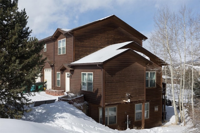 view of snow covered exterior