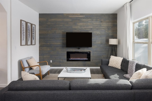 living room with wood-type flooring