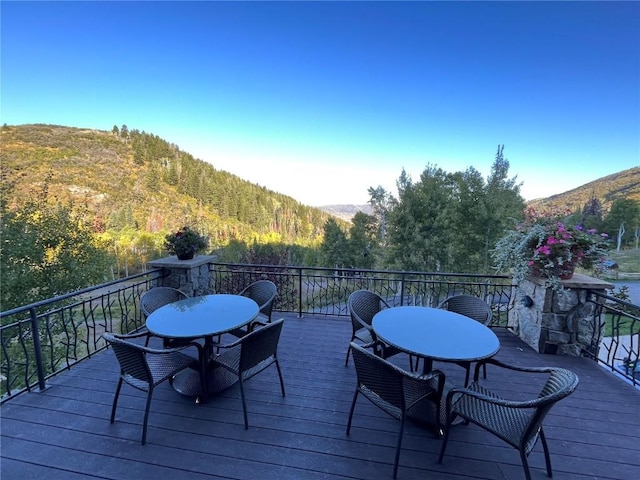 deck featuring a mountain view