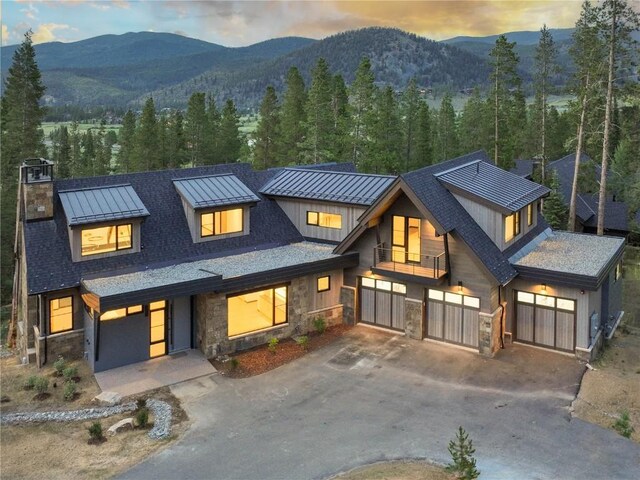 view of front facade with a mountain view