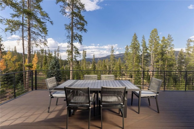 view of patio / terrace with a mountain view