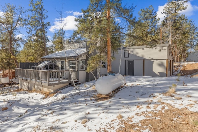 view of front of house featuring a deck