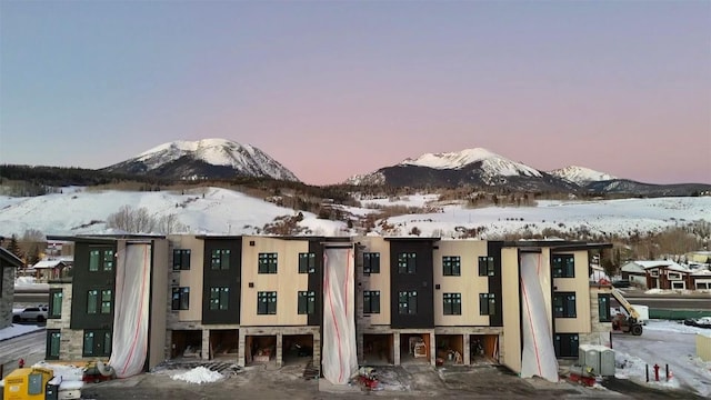 exterior space featuring a mountain view