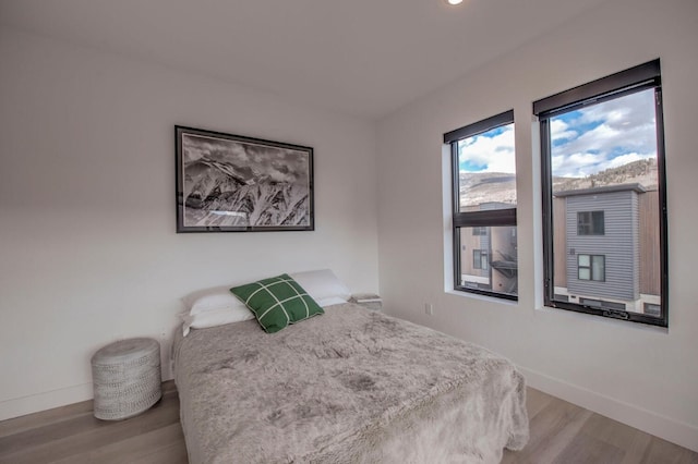 bedroom with light hardwood / wood-style floors