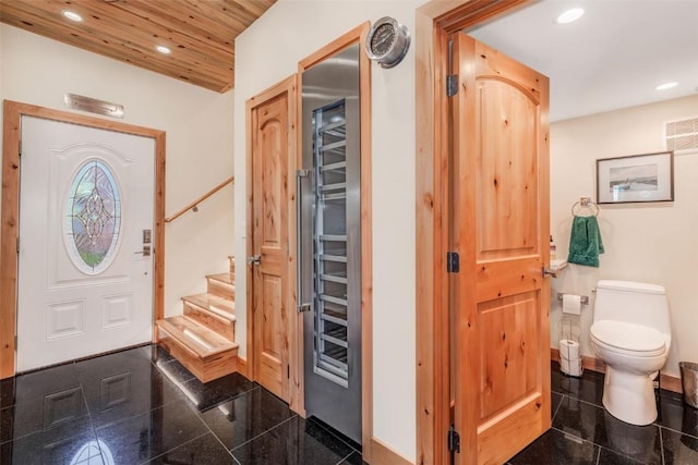 entryway featuring wooden ceiling