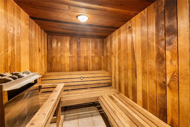 view of sauna / steam room with tile patterned flooring